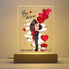 Be Mine Doll Couple Kissing Plaque personnalisée LED Veilleuse