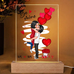 Be Mine Doll Couple Kissing Plaque personnalisée LED Veilleuse