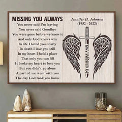 Missing You Always - Affiche horizontale personnalisée commémorative - Cadeau de sympathie pour les membres de la famille