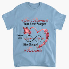 Memorial Butterfly Heart Infinity, Le moment où votre cœur s’est arrêté, le mien a changé pour toujours T-shirt et sweat à capuche personnalisés