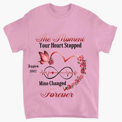 Memorial Butterfly Heart Infinity, Le moment où votre cœur s’est arrêté, le mien a changé pour toujours T-shirt et sweat à capuche personnalisés