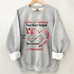 Memorial Butterfly Heart Infinity, The Moment Your Heart Stopped, Mine Changed Forever Personalized T-shirt & Hoodie