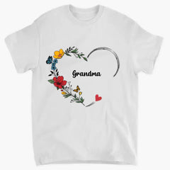 Fleurs colorées grand-mère Nana Mimi Abuela avec nom de petits-enfants sweat-shirt personnalisé pour la fête des mères