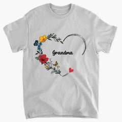 Fleurs colorées grand-mère Nana Mimi Abuela avec nom de petits-enfants sweat-shirt personnalisé pour la fête des mères