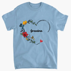 Fleurs colorées grand-mère Nana Mimi Abuela avec nom de petits-enfants sweat-shirt personnalisé pour la fête des mères