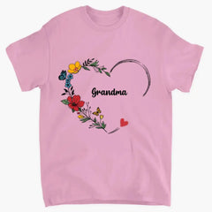 Fleurs colorées grand-mère Nana Mimi Abuela avec nom de petits-enfants sweat-shirt personnalisé pour la fête des mères