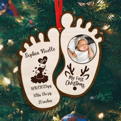 Ornement en bois photo de bébé personnalisé personnalisé - Idée cadeau de Noël pour bébé - Mon premier Noël