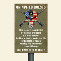 Veteran Metal Sign - Custom Military Unit - This Property Is Protected By A Highly Proficient