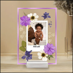 Pressed Flower Custom Picture Frame - Birthday Anniversary Wedding Gift - Mother's Day Father's Day - Graduation - Gift for Her or Him Acrylic Plaque