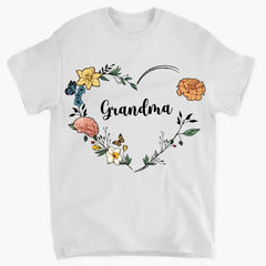 Chemise à fleurs personnalisée pour le mois de naissance de grand-mère