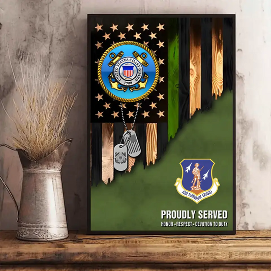 Personalized Gift For Military Veteran  Veteran Custom Rank And Name Veteran American Rustic Flag Poster Canvas