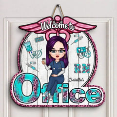 Panneau de porte personnalisé - Cadeau pour infirmière - Bienvenue dans mon bureau