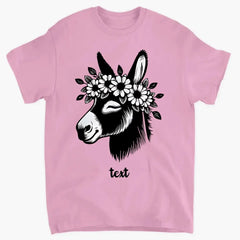 Cute Donkey Face with Floral Accents – Beautiful Clothing Gift