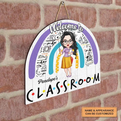 Panneau de porte personnalisé - Cadeau pour l’enseignant - Bienvenue dans la salle de classe