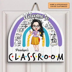 Panneau de porte personnalisé - Cadeau pour l’enseignant - Bienvenue dans la salle de classe