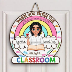 Panneau de porte personnalisé personnalisé - Journée de l’enseignant, cadeau d’appréciation pour l’enseignant - N’oubliez pas le panneau de porte de l’enseignant