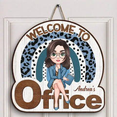 Panneau de porte personnalisé personnalisé - Cadeau de bienvenue pour le personnel de bureau, collègue - Bienvenue dans mon bureau Ver 3