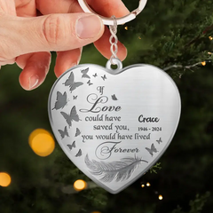 Custom Personalized Photo Heart Acrylic Keychain - Memorial Gift Idea - If Love Could Have Saved You, You Would Have Lived Forever