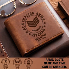 Personalized Australian Armed Forces Leather Wallet Laser(RFID BLOCKING)