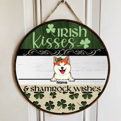 Panneau en bois personnalisé pour la Saint-Patrick, cadeaux pour les amoureux des animaux de compagnie, baisers irlandais Shamrock souhaite des panneaux en bois personnalisés