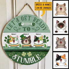 Panneaux en bois personnalisés pour la Saint-Patrick, cadeaux pour les amoureux des chats, préparons-nous à trébucher, panneaux personnalisés en plein air, cadeaux pour maman chat