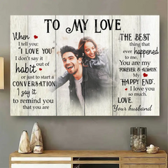 My Happy End - Toile personnalisée pour couple, affiche murale, cadeau de décoration pour couple/cadeau pour elle/cadeau pour lui