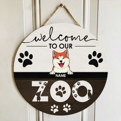 Panneaux de porte de bienvenue Pawzity, cadeaux pour les amoureux des animaux de compagnie, bienvenue dans notre zoo, panneaux en bois personnalisés