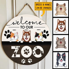 Panneaux de porte de bienvenue Pawzity, cadeaux pour les amoureux des animaux de compagnie, bienvenue dans notre zoo, panneaux en bois personnalisés