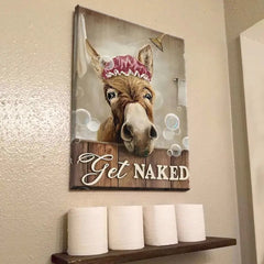 Funny Bathing Donkey Canvas Wall Art Animal Picture Bathroom Decoration Painting