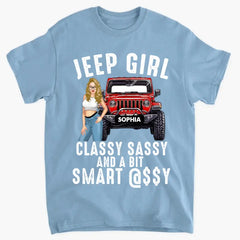 T-shirt idéal pour femme Jeep Girl Classy Sassy et A Bit Smart Assy personnalisé imprimé