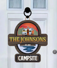 Campsite, Travel Trailer - Personalized Wooden 2 Layer Sign, Gift For Camping Lover