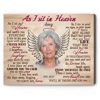 As I Sit In Heaven Personalized Canvas Print, Memorial Gift For Loss Of Dad, Loss of Father Gift