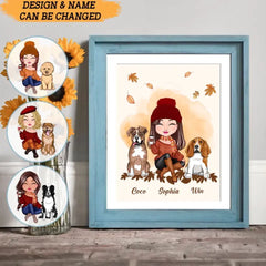 Affiche personnalisée de cadre de cadeau d'amoureux de chien de saison d'automne de maman de chien imprimée