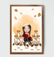 Personalized Dog Mom Fall Season Dog Lovers Gift Frame Poster Printed