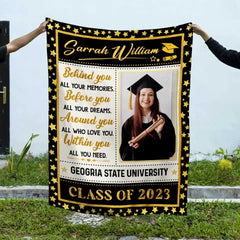 Free Shipping✈️ Customized Behind You All Your Memories Blanket, University Graduation Gifts For Her 2024