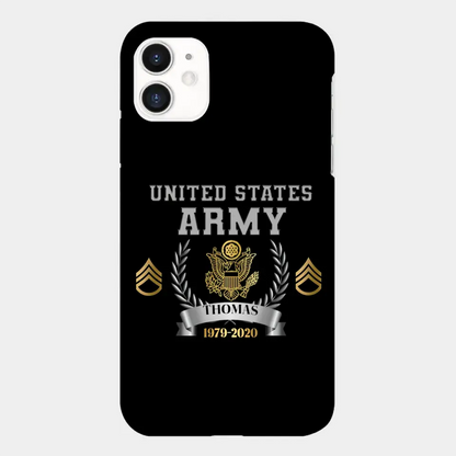 Personalized US Army Rank Camo Custom Name & Time Phonecase Printed