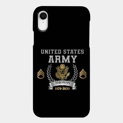 Personalized US Army Rank Camo Custom Name & Time Phonecase Printed