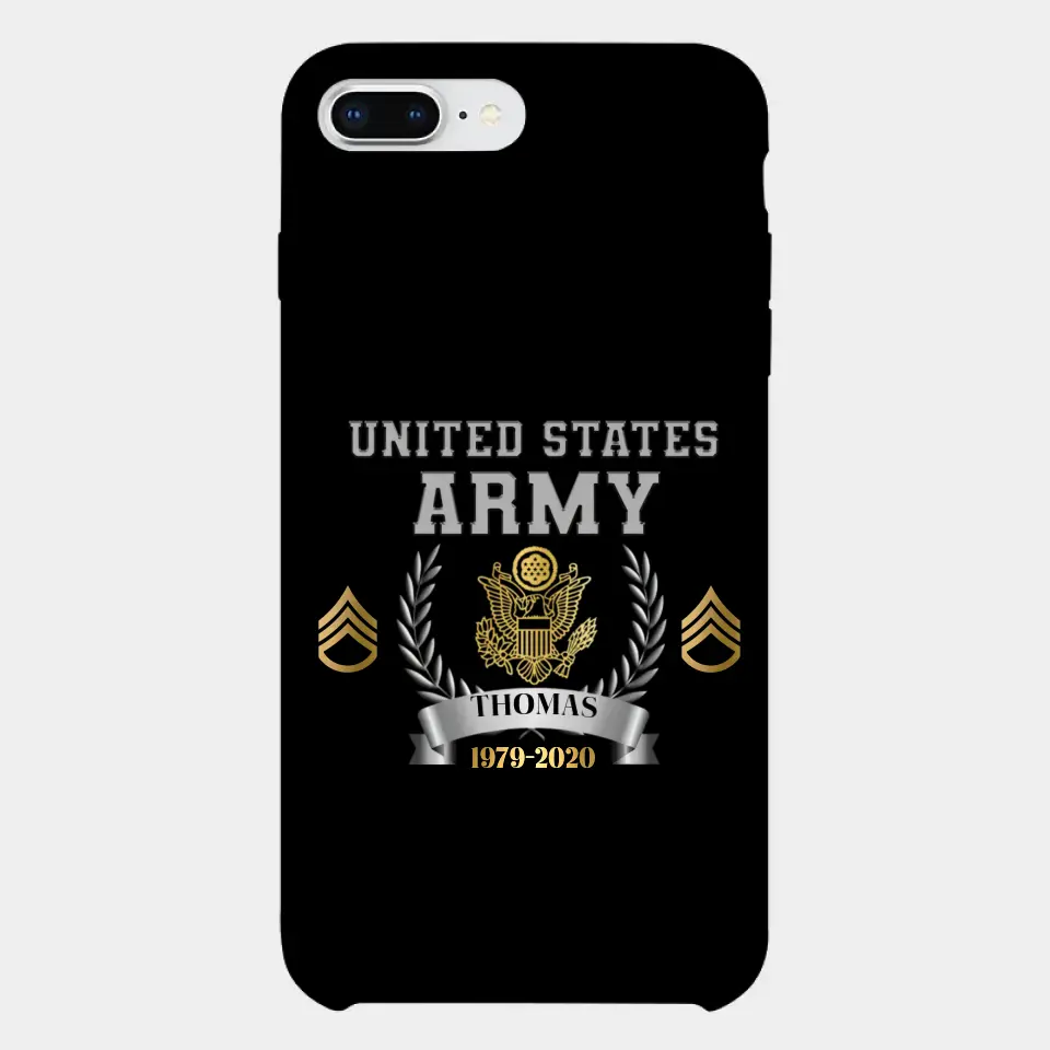 Personalized US Army Rank Camo Custom Name & Time Phonecase Printed