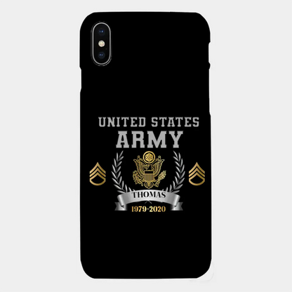 Personalized US Army Rank Camo Custom Name & Time Phonecase Printed