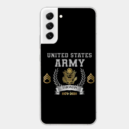 Personalized US Army Rank Camo Custom Name & Time Phonecase Printed