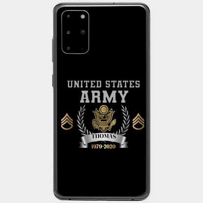 Personalized US Army Rank Camo Custom Name & Time Phonecase Printed