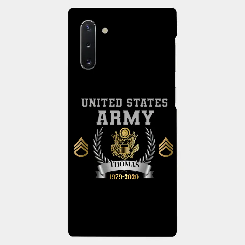 Personalized US Army Rank Camo Custom Name & Time Phonecase Printed