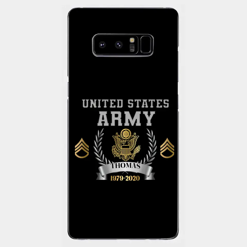 Personalized US Army Rank Camo Custom Name & Time Phonecase Printed