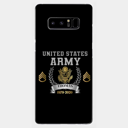 Personalized US Army Rank Camo Custom Name & Time Phonecase Printed