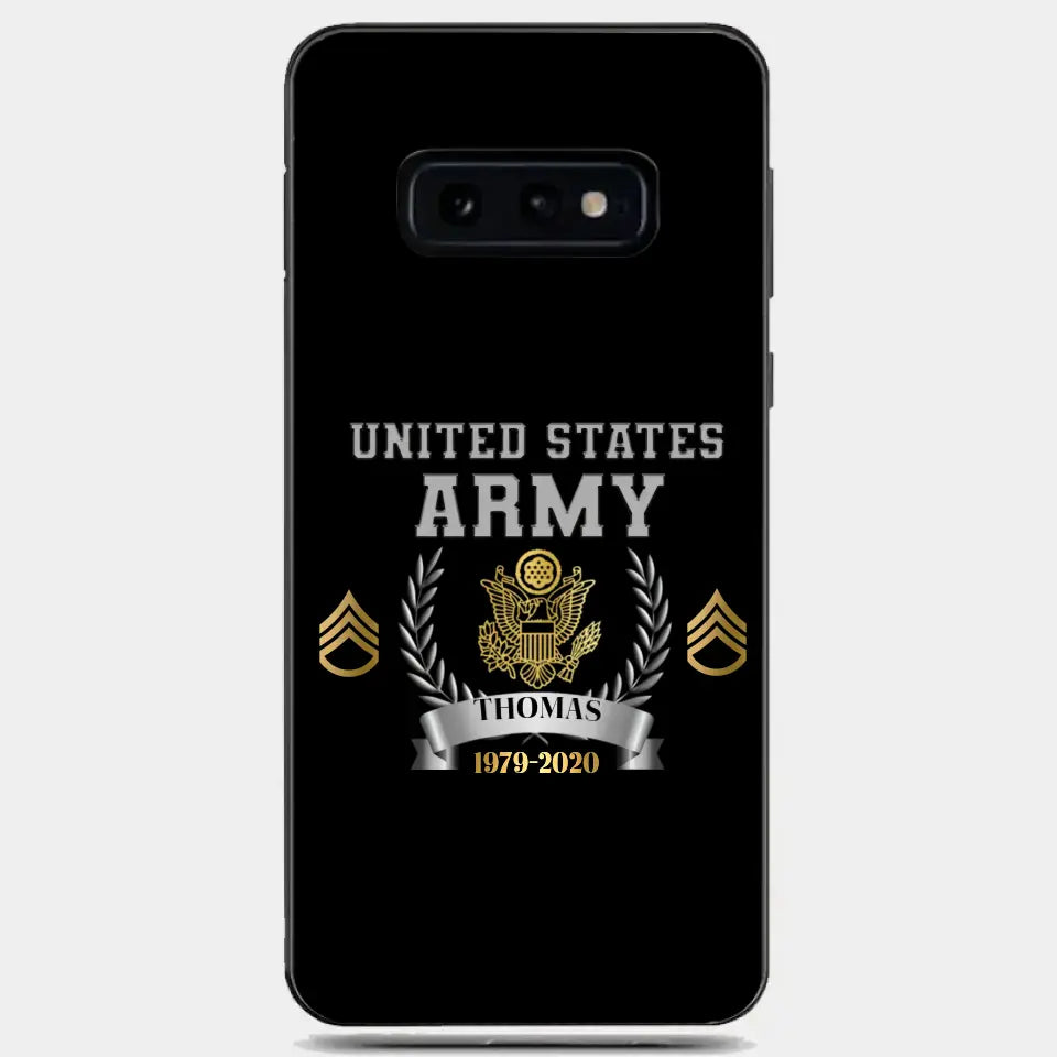 Personalized US Army Rank Camo Custom Name & Time Phonecase Printed