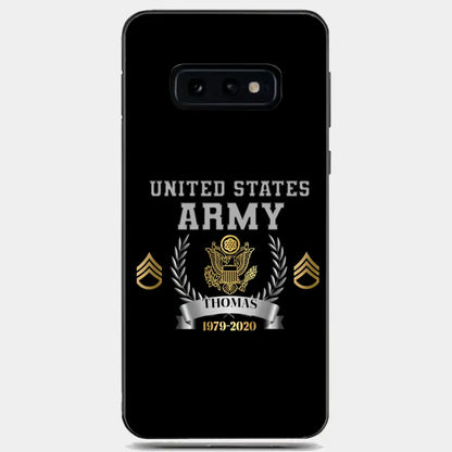 Personalized US Army Rank Camo Custom Name & Time Phonecase Printed