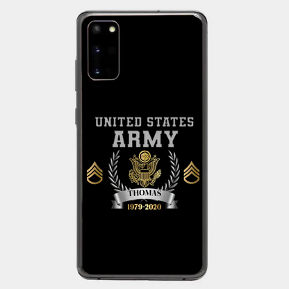 Personalized US Army Rank Camo Custom Name & Time Phonecase Printed
