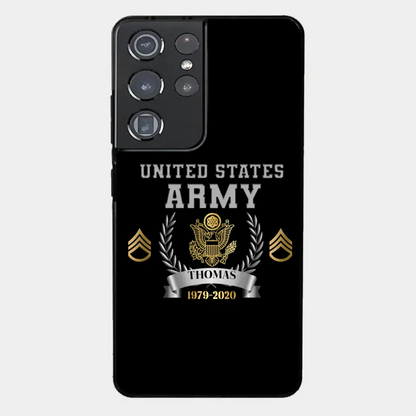 Personalized US Army Rank Camo Custom Name & Time Phonecase Printed