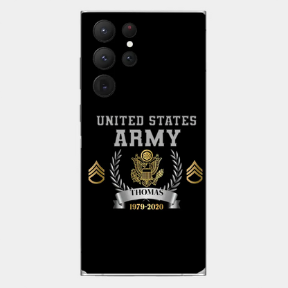 Personalized US Army Rank Camo Custom Name & Time Phonecase Printed