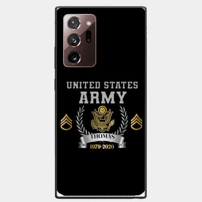 Personalized US Army Rank Camo Custom Name & Time Phonecase Printed